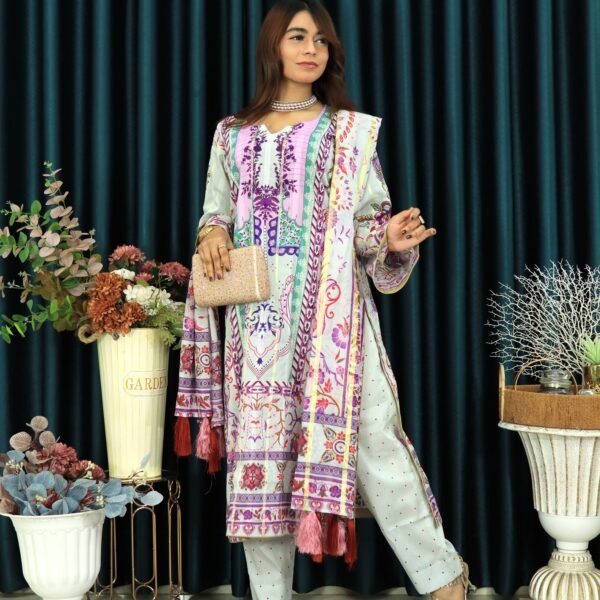 Pakistani Inspired Khaddi Lawn Code 1005 White