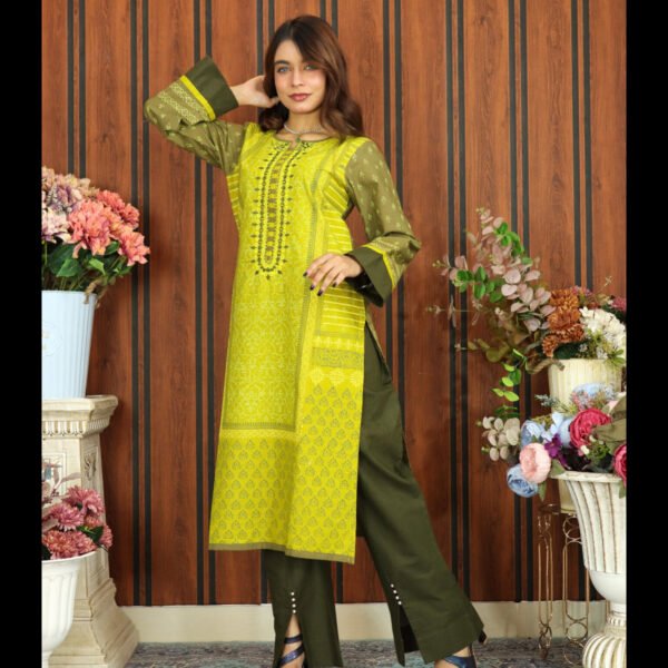 ANJAN COTTON 605 OLIVE EMBODARY