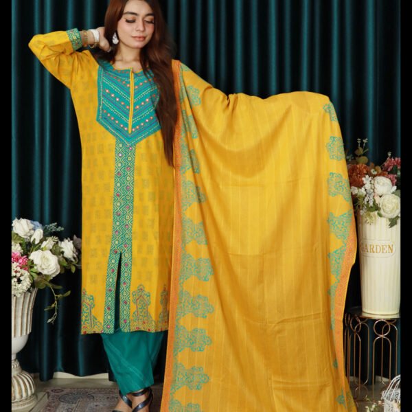 ANJAN COTTON E 602 EMBODARY MUSTRED COLOUR