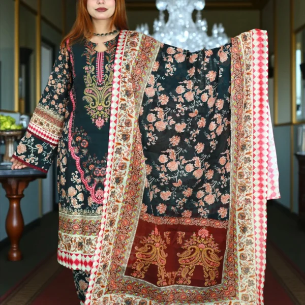 SWISS PURE COTTON LAWN PRINK1012 BLACK